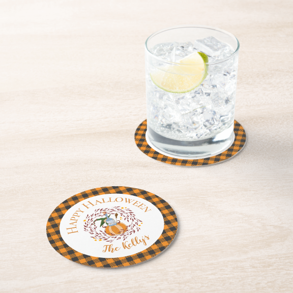 Cute Halloween Witch Round Paper Coasters