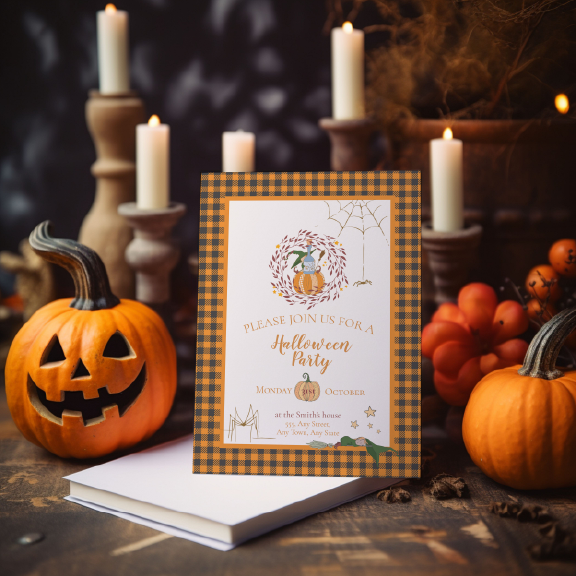 Cute Halloween Witch Flat Invitation