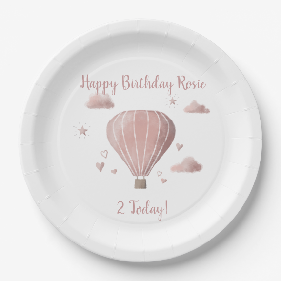 Watercolor Hot Air Balloon Party Paper Plat Paper Plates