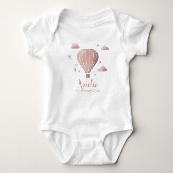 Watercolor Hot Air Balloon Baby Girl Bodysuit