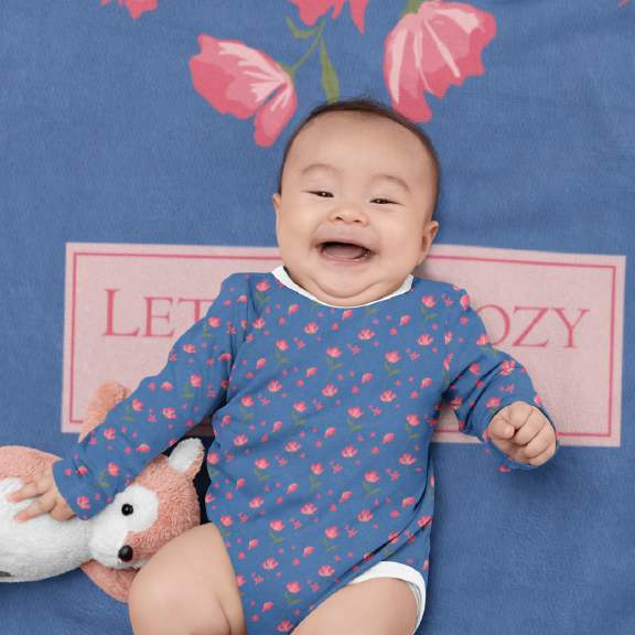 Pretty Pink Flowers Baby Blanket