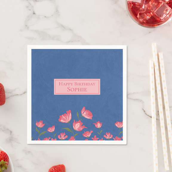 Pretty Pink Flowers Party Napkins