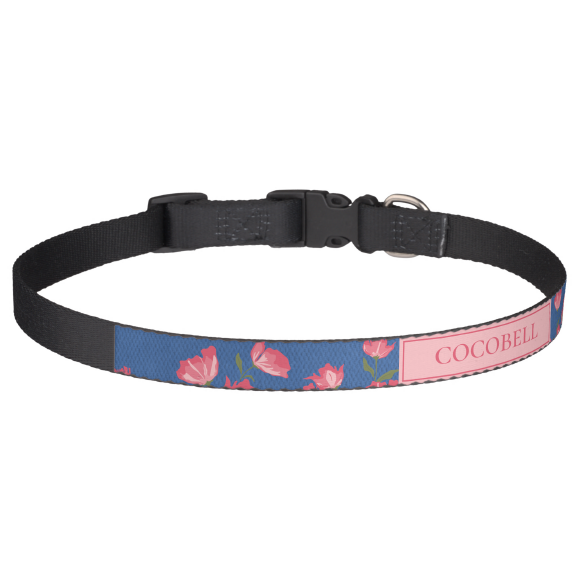 Pretty Pink Flowers Pet Collar