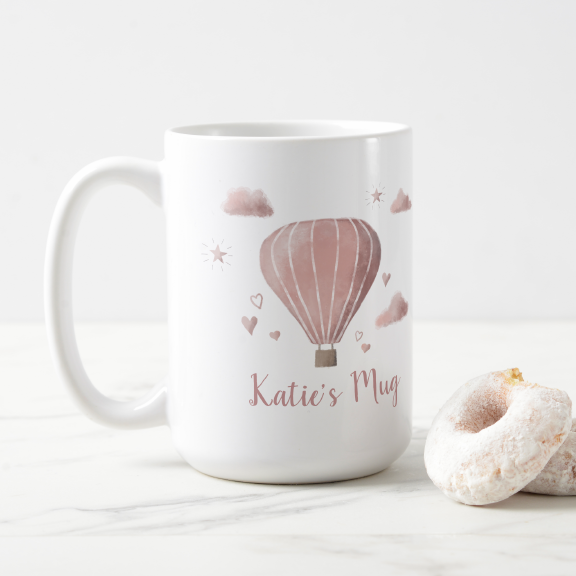 Watercolor Hot Air Balloon Scene Mug