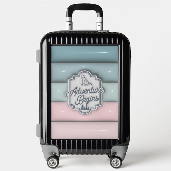 Adventure Begins Pink Puffed Stripe Carry On Luggage