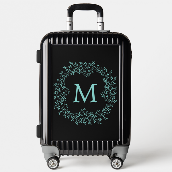 Forget-Me-Not Blue Monogram Logo Carry On Luggage